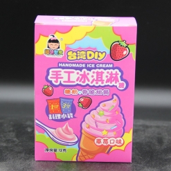 超萌世家台湾DIY手工冰淇淋糖 糖粉+香脆甜筒 草莓味12克